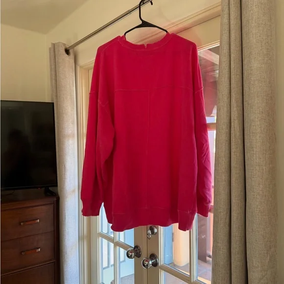 Aerie Vibrant Pink Crew Neck Sweater size large - Picture 2 of 2